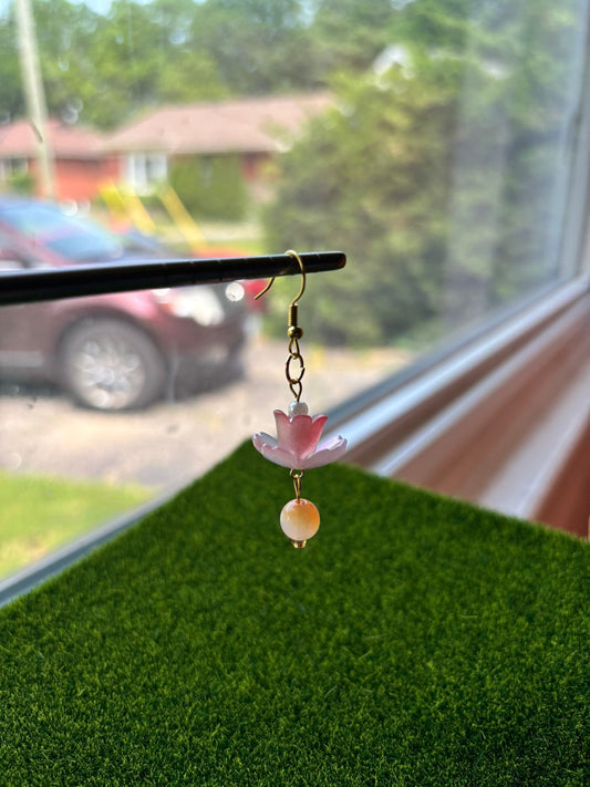 Lotus Pearl Drop Earrings (Pre-Order)