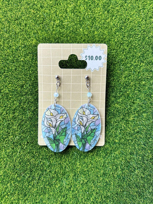Stained Glass Lily Earrings
