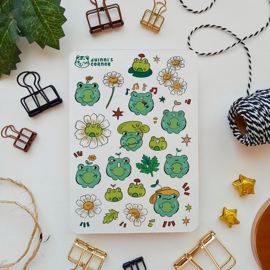 Froggy in Blossom Sticker Sheet