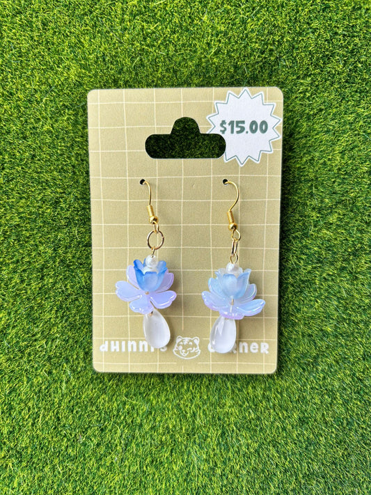 Lotus Pearl Drop Earrings (Pre-Order)