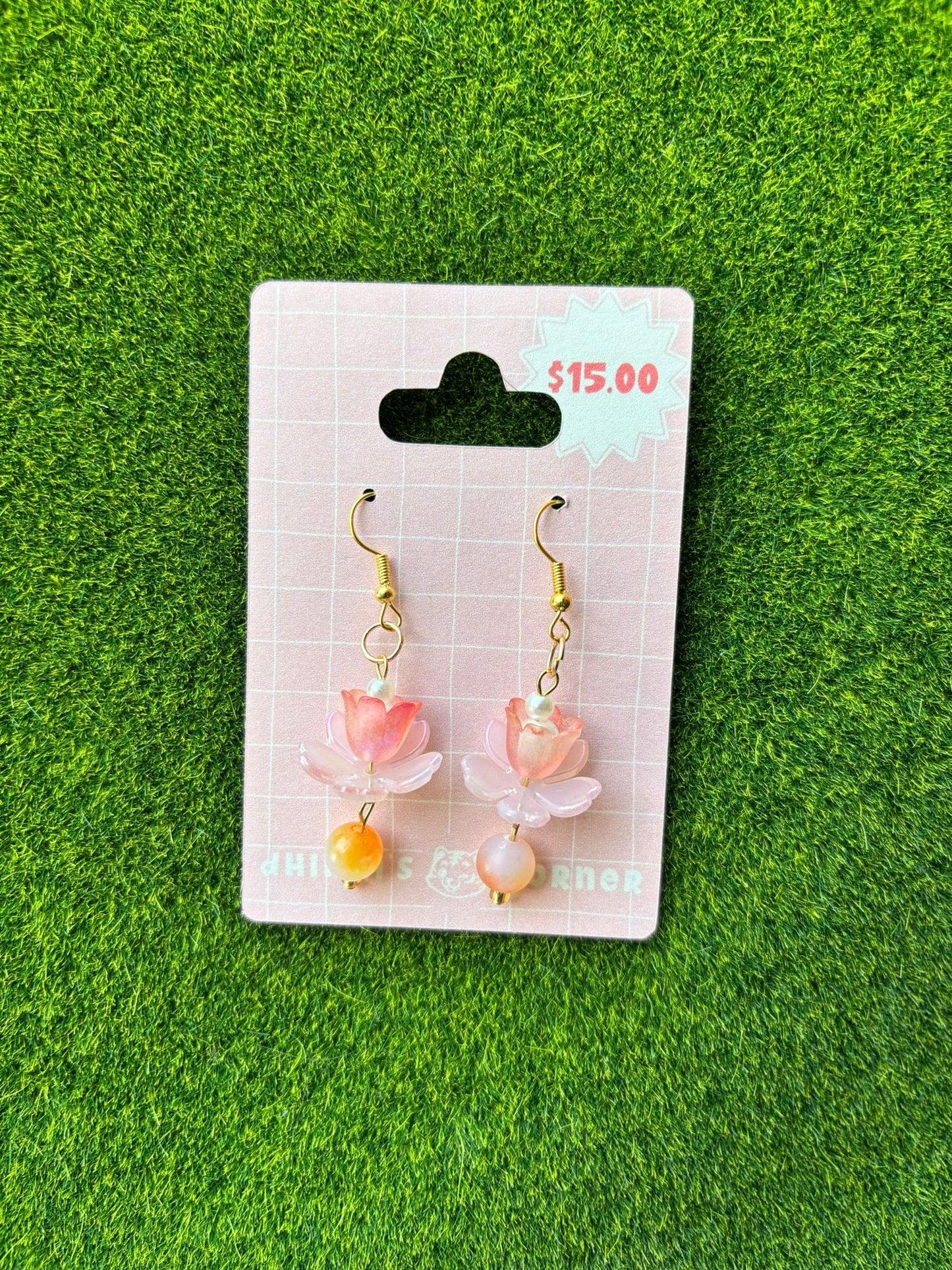 Lotus Pearl Drop Earrings (Pre-Order)