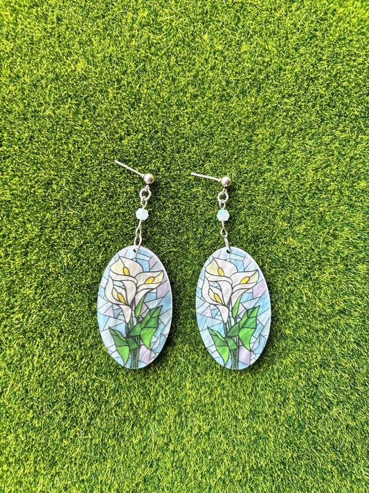 Stained Glass Lily Earrings